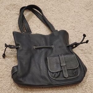 VERA PELLE, Elegant Black Leather Tote Bag, MADE IN ITALY